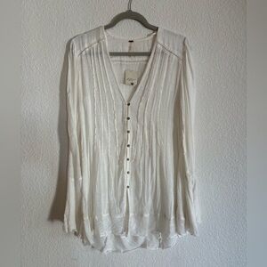 Free People Greta Gauze Blouse - Ivory